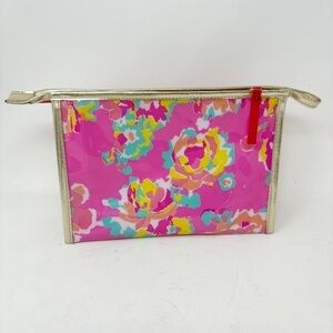 LILLY PULITZER For Estee Lauder Womens Makeup Bag Pink Floral 6.5” X 10” X 2”